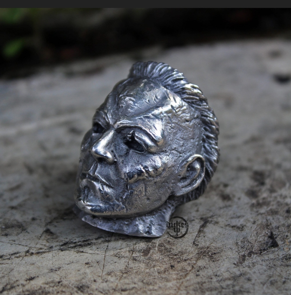 🖤Rebel 13 🖤 HALLOWEE🖤 SOLID  Sterling Silver biker Michael Meyers Ring Size 8 - Picture 4 of 11